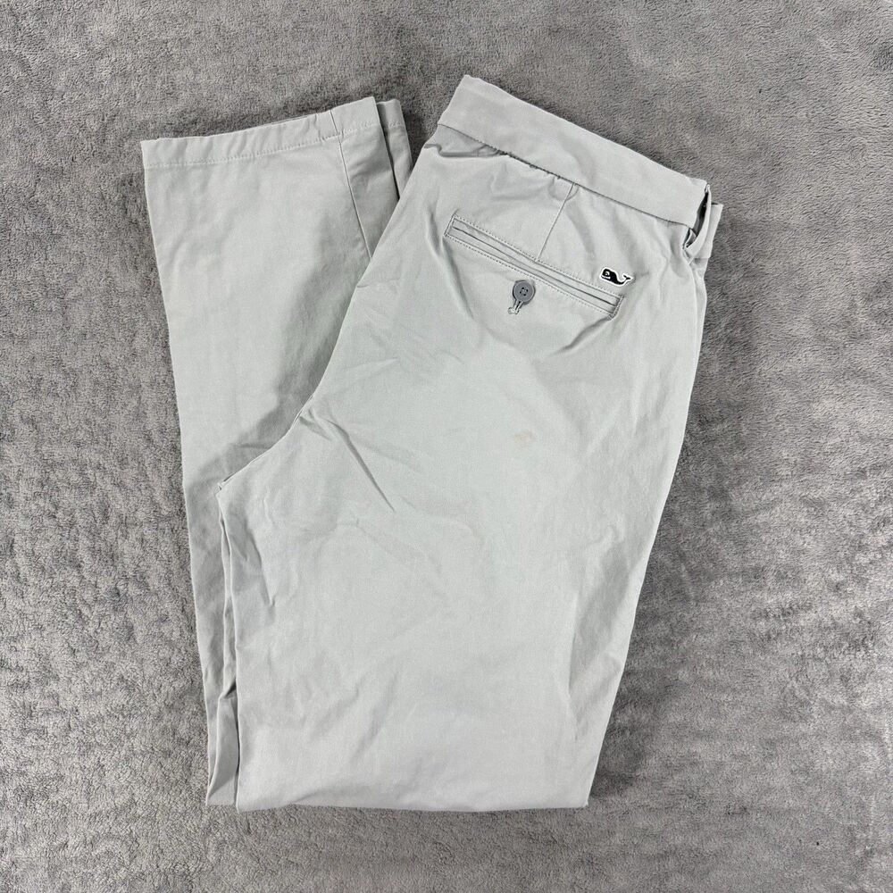 Vineyard Vines Performance Pants Mens Light Gray Stretch Chino Size 34x30 - Picture 2 of 5